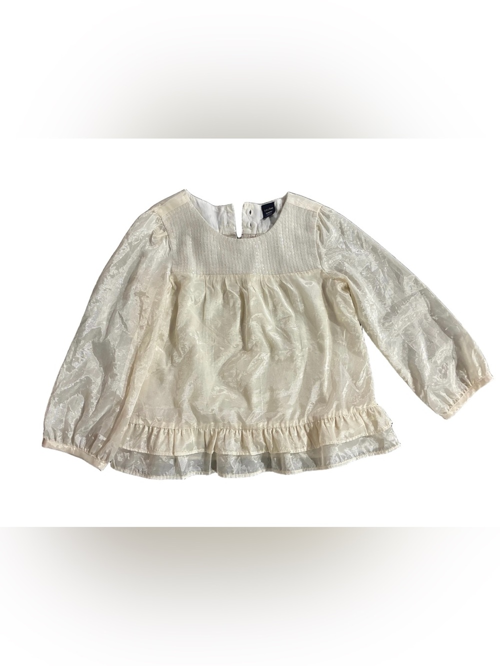 GAP Cream Lace-Overlay Peasant Blouse girls 3T
